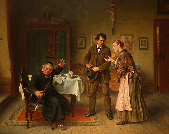 Ludwig Knaus Besuch beim Dorfpfarrer Spain oil painting art